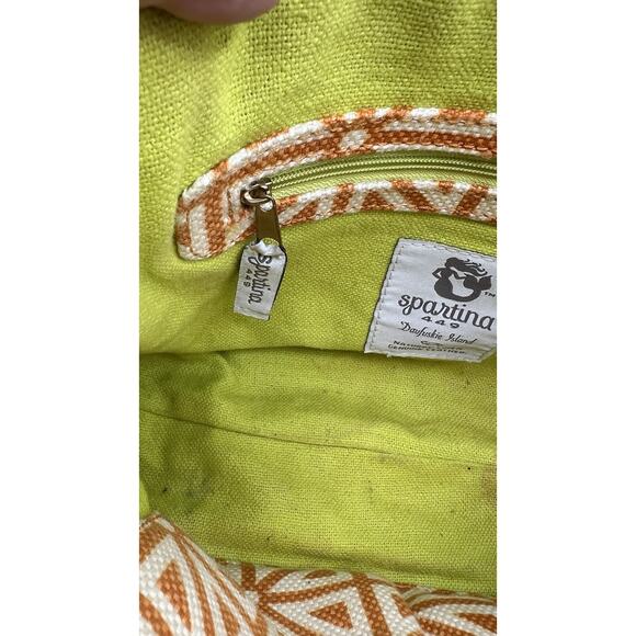 Spartina 449 Daufuskie Island orange Geometric Linen Shoulder Small-Med Bag - Picture 9 of 15